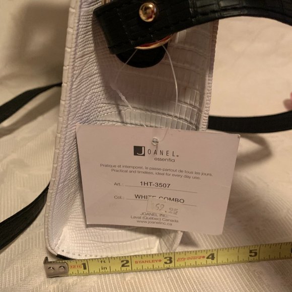 Beautiful Joanel White/Taupe Vegan Leather Embossed Handbag - Picture 2 of 13